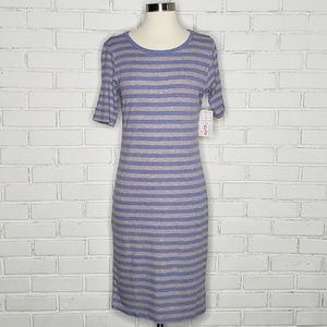 NWT [LulaRoe] Blue & Gray Jersey Julia Dress